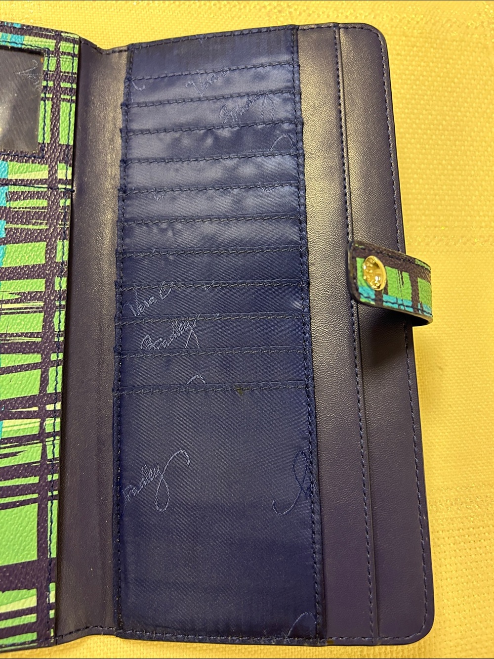 Vera Bradley Teal and Navy Grid Print Wallet image 5